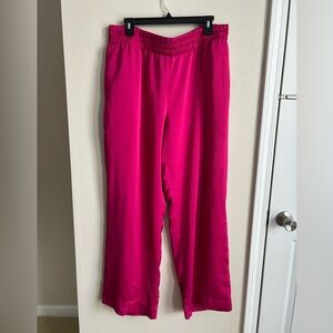 Fuschia Pink Pull On Satin Wide Leg Pants - Size XXL